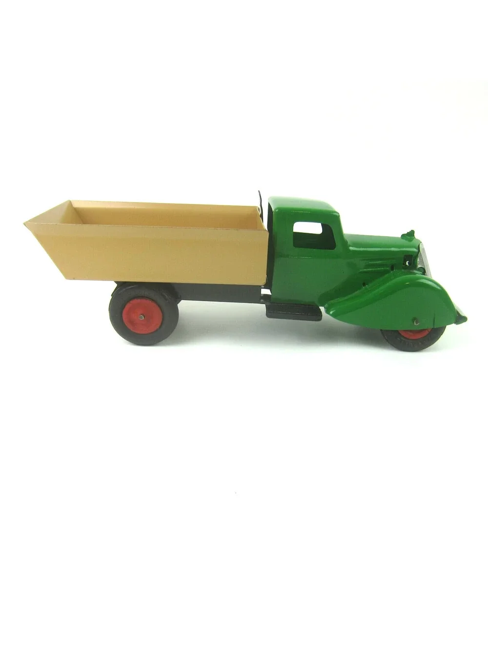 Vintage Wyandotte Pressed Steel Dump Truck 1930s Green & Yellow Art Deco RARE